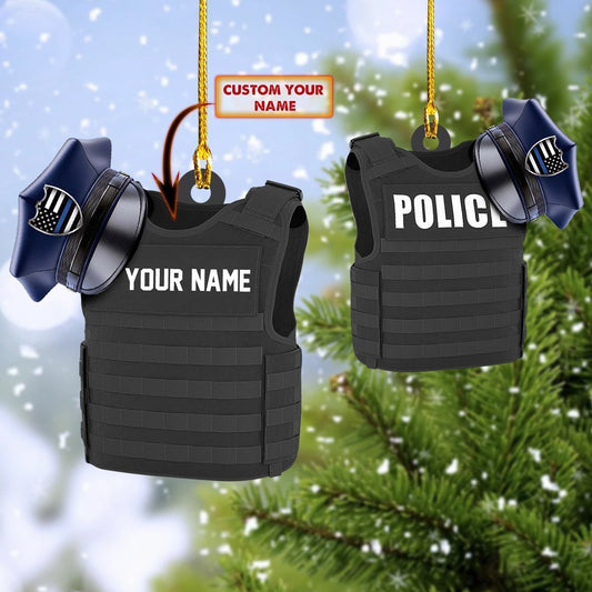 Police Bullet Proof Vest - Personalized Police Officer Ornament (Printed On Both Sides) 1022