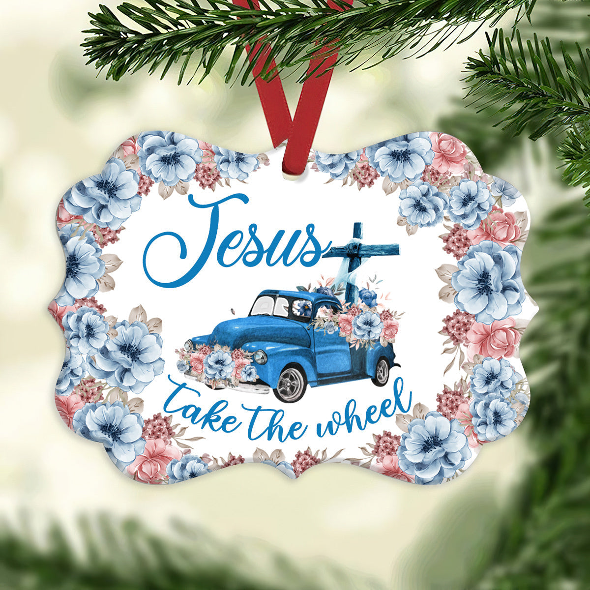 Jesus Take The Wheel Christian - Medallion Aluminium Ornament (Printed On Both Sides) 1122