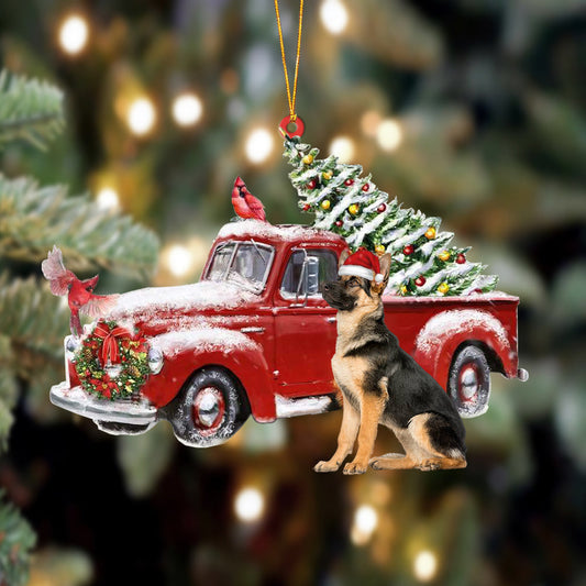 German Shepherd Red Truck German Shepherd - Dog Ornament (Printed On Both Sides) 1022