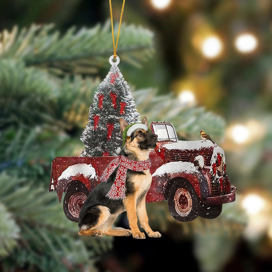 German Shepherd Red Truck German Shepherd - Dog Ornament (Printed On Both Sides) 1022