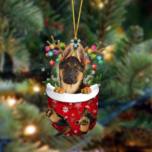 German Shepherd Funny Pocket German Shepherd - Dog Ornament (Printed On Both Sides) 1022
