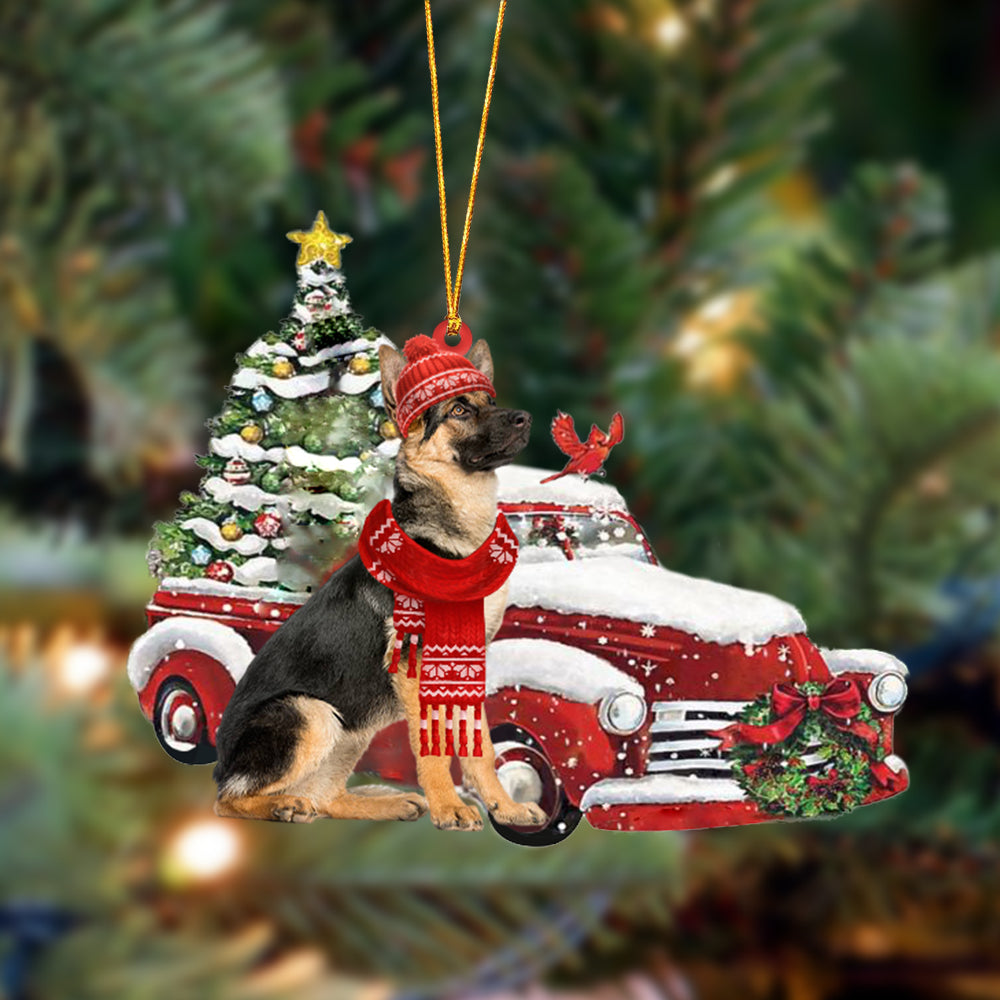 German Shepherd Red Truck Cardinal German Shepherd - Dog Ornament (Printed On Both Sides) 1022