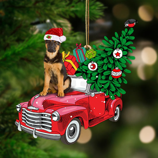 German Shepherd Red Truck German Shepherd - Dog Ornament (Printed On Both Sides) 1022