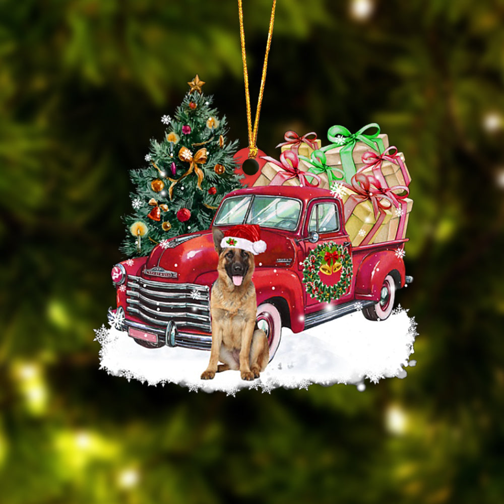 German Shepherd Red Truck German Shepherd - Dog Ornament (Printed On Both Sides) 1022