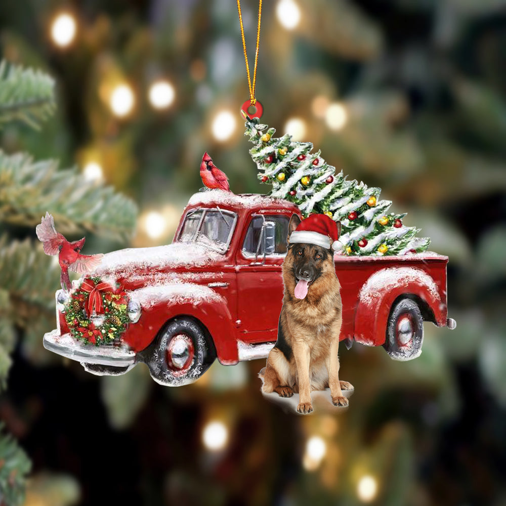 German Shepherd Red Truck German Shepherd - Dog Ornament (Printed On Both Sides) 1022