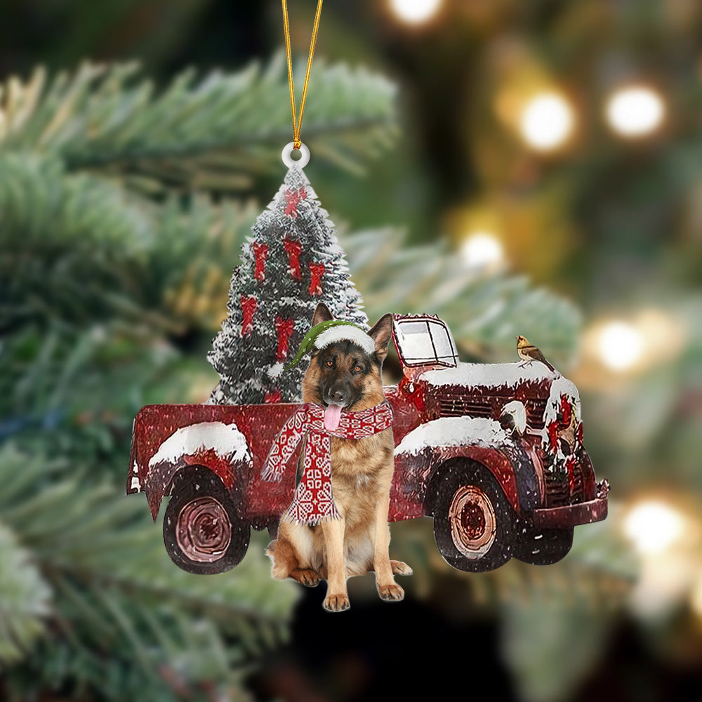 German Shepherd Red Truck German Shepherd - Dog Ornament (Printed On Both Sides) 1022