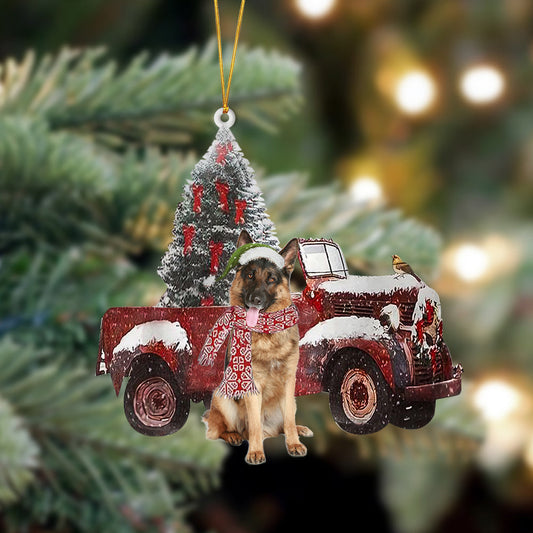 German Shepherd Red Truck German Shepherd - Dog Ornament (Printed On Both Sides) 1022