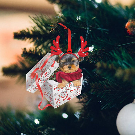 Yorkshire Terrier Dog In The Happy Box Yorkshire - Terriers Ornament (Printed On Both Sides) 1122