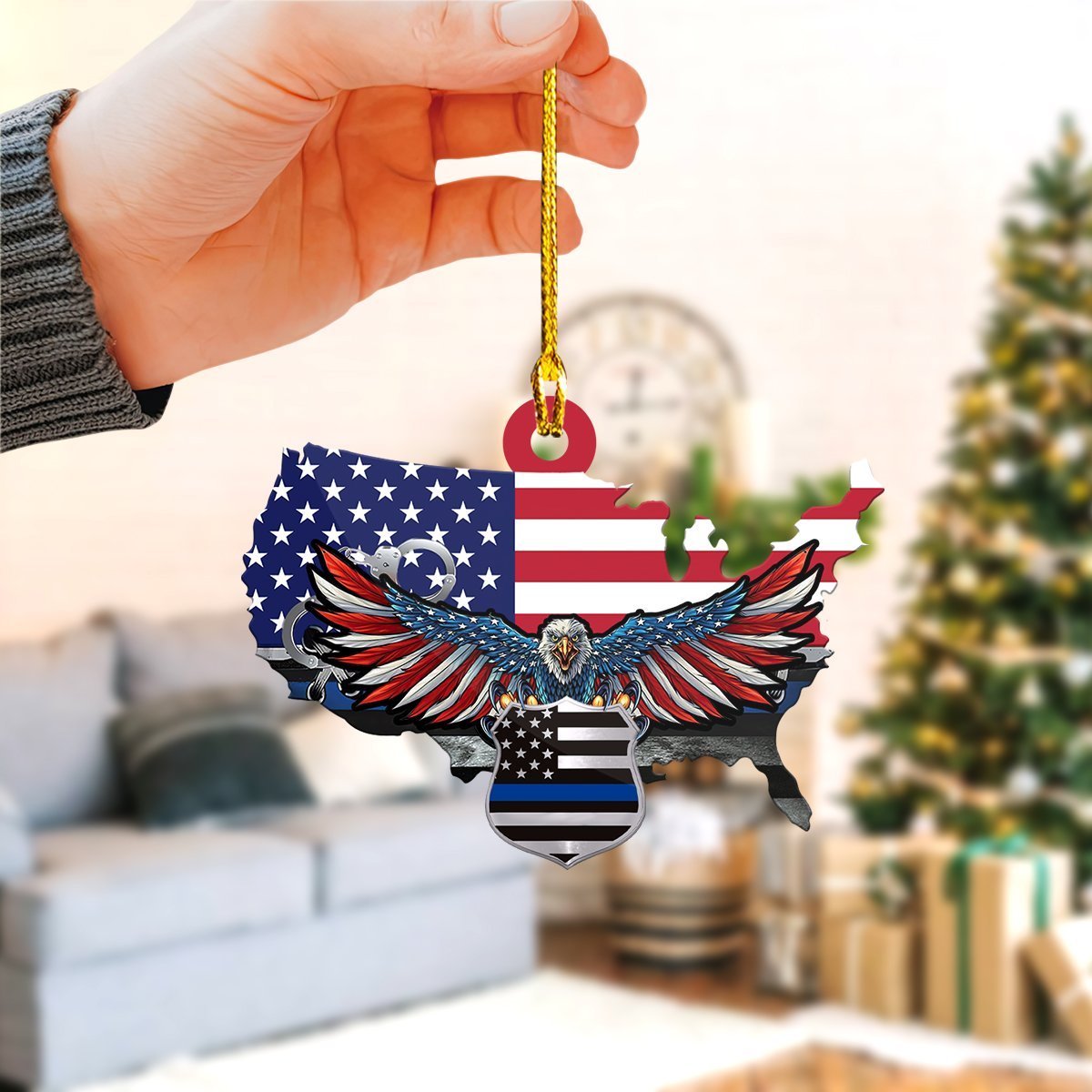 Police US Eagle Flag - Police Officer Ornament (Printed On Both Sides) 1022