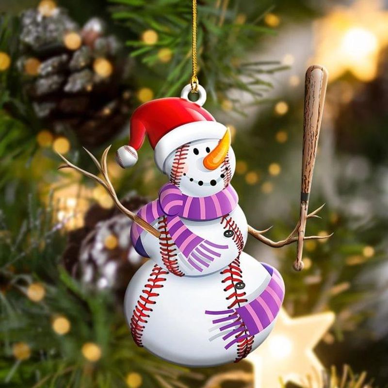 Snowman Baseball - Baseball Ornament (Printed On Both Sides) 1022