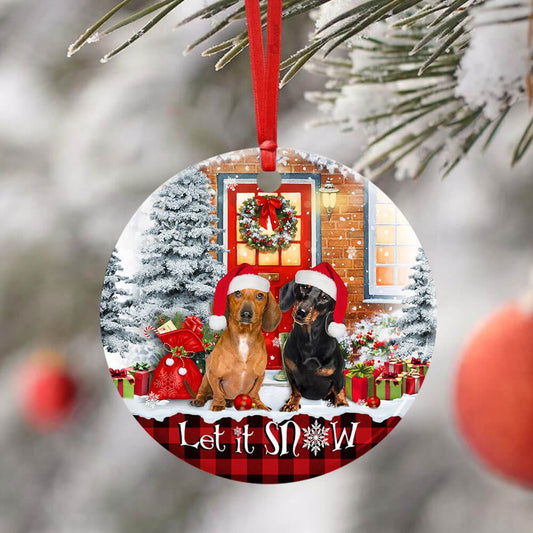 Dachshund Let It Snow - Dachshund Ornament (Printed On Both Sides) 1122