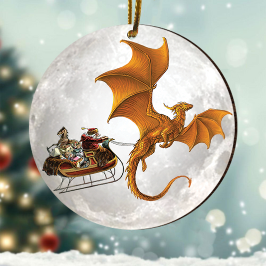 Santa Claus And Dragon - Dragon Ornament (Printed On Both Sides) 1022
