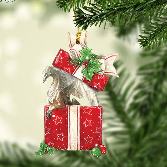 White Dragon Present Box - Dragon Ornament (Printed On Both Sides) 1022
