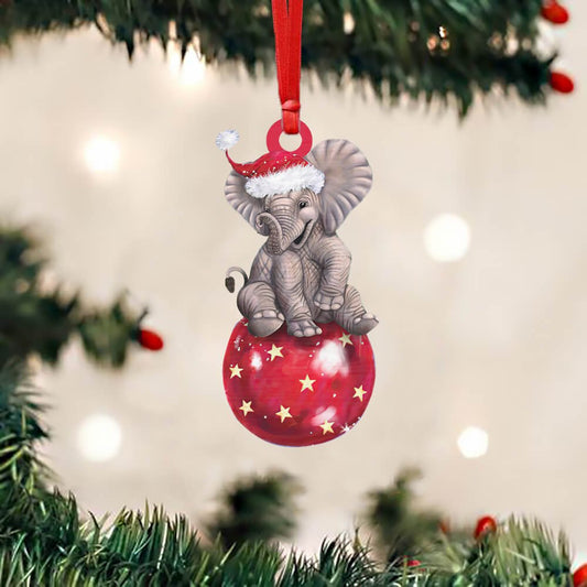 Elephant On Christmas Bulb - Elephant Ornament (Printed On Both Sides) 1122